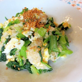 炒り卵と野沢菜の玄米混ぜご飯
